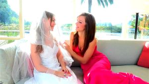 Lesbian bride seduced by her bridesmaids