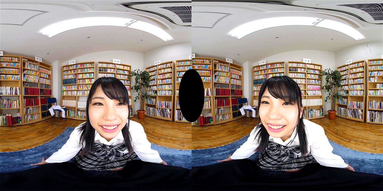 [VR]【】無防備にパンチラしまくりの黒髪美脚美少女！発情した後輩女子と図書室でイチャラブセックス開始