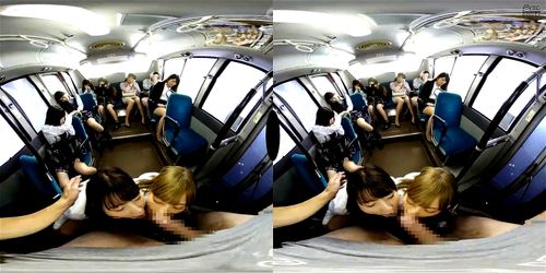 【ＶＲ】中出しバス痴漢、時間を止めてヤリたい放題！女性専用車両に乗り込みＯＬ，女子高生にいたずら！