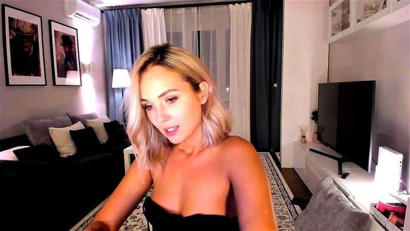 Sexy blonde teen Pippalee teases in tight black dress