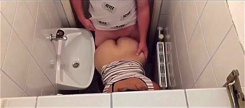 brother fucking sister in a public bathroom