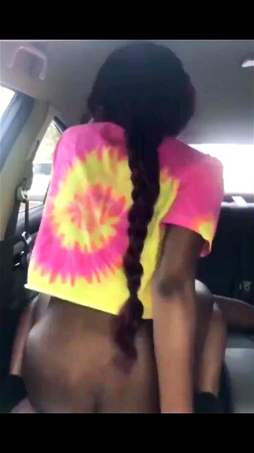 Sexy brunette rides the driver's dick in public