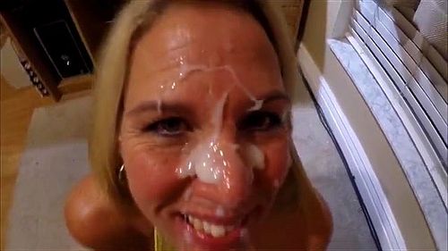 Watch Stacked Blonde Milf Gives A Blowjob And Takes A Huge Facial Video