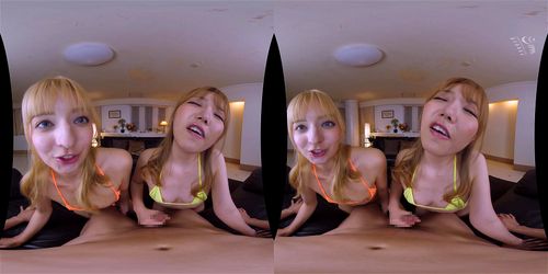 【ＶＲ】「ねえ私達に虐めて欲しいの？」二人の金髪ギャルお超淫語を浴びせられながら責めらられる！