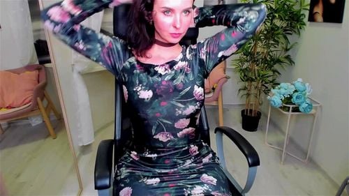 Beautiful Estonian brunette ViolaViolin teases in sexy dress 2/3