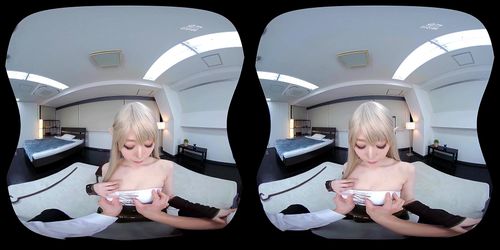 【VR 上川星空 ｴﾙﾌｺｽﾌﾟﾚ】part1 異世界エルフコスプレのスレンダーロリと最高の中出しSEX！ちっぱいﾊﾟｲﾊﾟﾝで激シコ！ ﾊﾞｲﾉｰﾗﾙ VRｺﾞｰｸﾞﾙ不要 4K高画質 27分動画